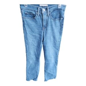Levi womens 315 shaping raw hem bootcut blue jeans size 27
